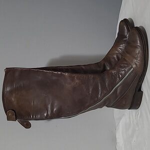 DUSICA SACKS KOTUR SOFT LEATHER HONEY/ BROWN FLAT BOOTS W/ZIPPER (38) 7.5 ITALY
